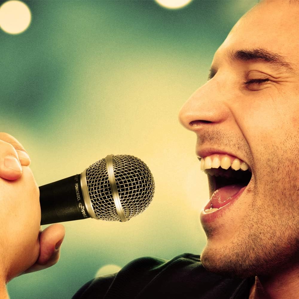 Pyle Professional Dynamic Vocal Microphone - Moving Coil Dynamic Cardioid Unidirectional Handheld Microphone with ON/OFF Switch Includes 15ft XLR Audio Cable to 1/4'' Audio Connection - PDMIC59: Musical Instruments