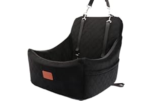 WOOAIDAGG Dog Car Seat for Medium Sized Dog,Pet Travel Car Bed with Seat Belt Channle,Fully Detachable and Washable Car Dog Seat with Adjustable Straps,3 Straps Easy to Install (Black)