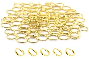 ZOLOAJAY 200pcs 12mm Mini Split Jump Ring with Double Loops Small Round Metal Golden Key Rings Connectors for Making Handwork Charms Pendants Key Chains Ornaments DIY Crafts Accessories