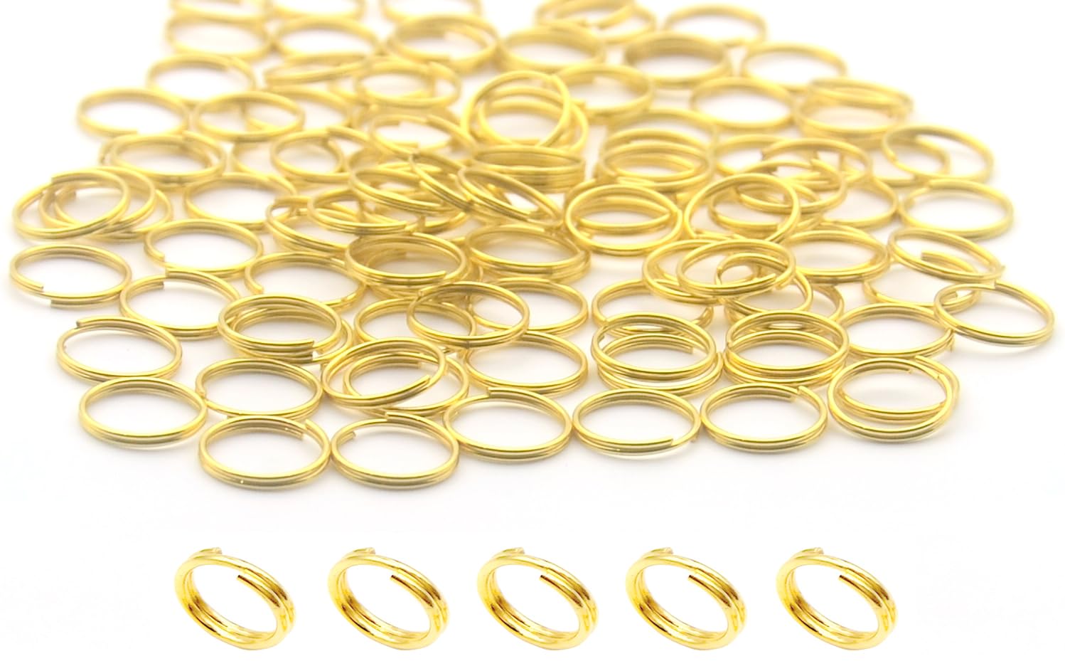 Photo 1 of 200pcs 12mm Mini Split Jump Ring with Double Loops Small Round Metal Golden Key Rings Connectors for Making Handwork Charms Pendants Key Chains Ornaments DIY Crafts Accessories