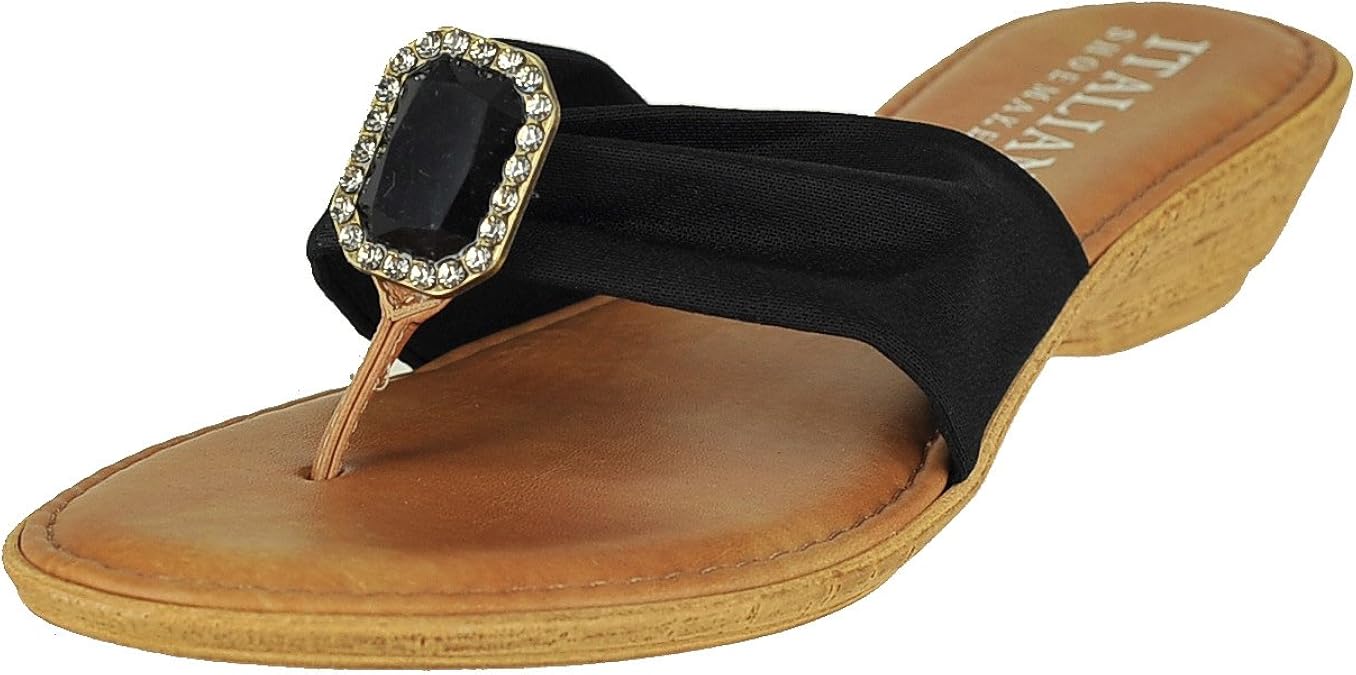 Italian Shoemakers Jayne Black Womens Thong Size 9M Sandals