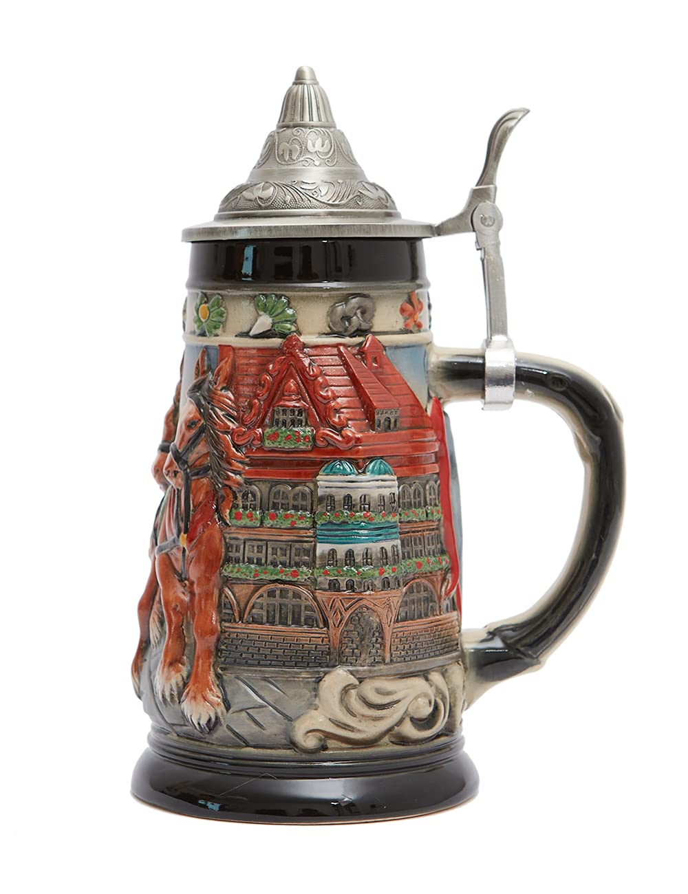 HAUCOZE Beer Stein Mug German Oktoberfest Drinking Viking Tankard with Petwer Lid for Birthday Gifts Men Father Husband 0.9 Liter