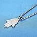 LineAve Men's Stainless Steel Hamsa Hand of Fatima Lucky Charm Pendant Necklace, 23