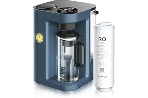 Bluevua RO100ROPOT-Lite(UV) Countertop Reverse Osmosis Water Filter System, 7-Stage Purification with UV and Remineralization, 3:1 Pure to Drain, Portable Water Purifier (Blue)