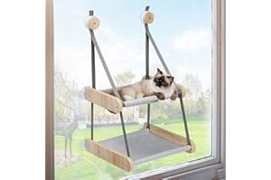 PEQULTI Cat Window Perch, Double Layered Cat Window Hammock,Window Mounted Cat Seat Cat Bed for Indoor Cats