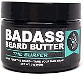 Badass Beard Care Beard Butter For Men - THE SURFER, 3 oz - Made of Natural Ingrediens for Healthy, Soften and Itchness Free Beard and Mustache