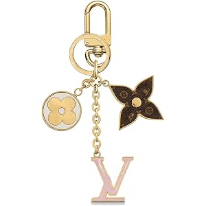 pcoskey Gold Bag Charm for Women, Elegant Purse Keychain with Letter Pendant, Flower Charm, Handbag Backpack Accessory Gift