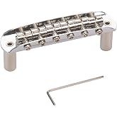 KAISH Electric Guitar Bridge Assembly with Large Barrel Saddles (height not adjustable) Vintage 2-3/16" String Spacing for Jaguar/Jazzmaster Chrome