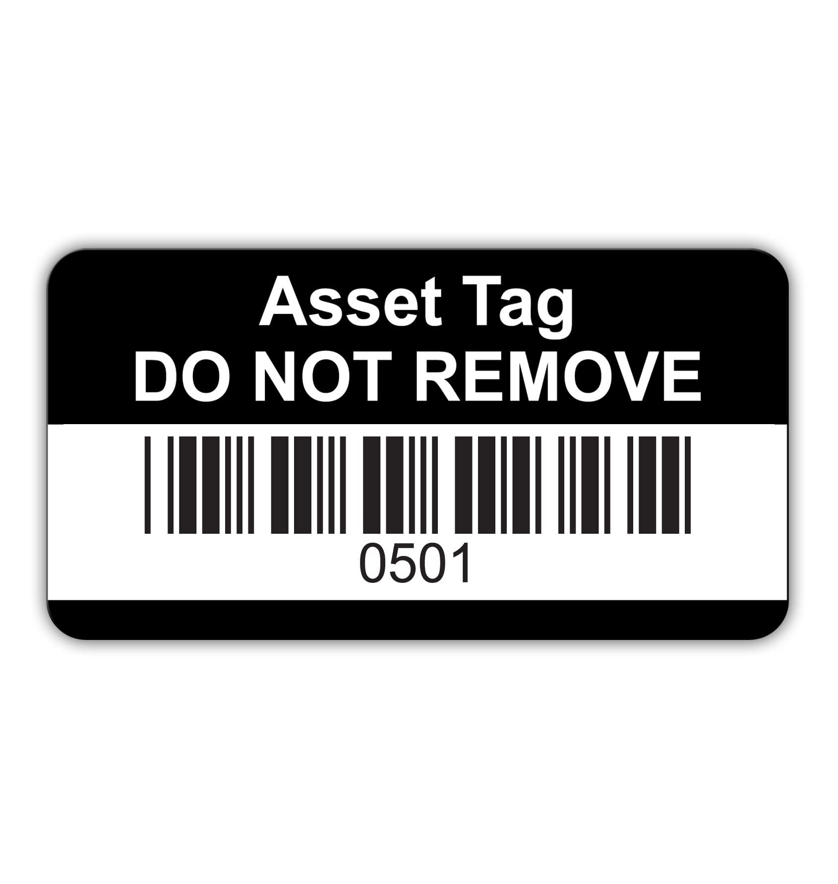 Customark Limited Black Identification Fixed Asset Tag Labels - Barcoded and Numbered 501 to 1000-38mm x 20mm Permanent Synthetic PP Labels - Pack of 500 (P/NO. 7828652B)
