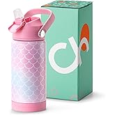 Choco Mocha Kids Water Bottle For School, Girls Insulated Water Bottle Stainless Steel, 14Oz Pink Mermaid