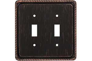 Henne Bery Rope Edge Decorative Wall Plate Switch Plate Outlet Cover (Double Toggle, Aged Bronze)