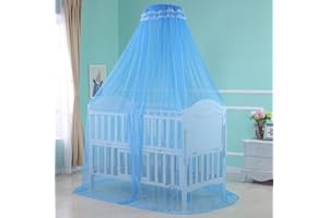 Cdycam Baby Infant Toddler Bed Dome Cots Mosquito Netting Hanging Bed Net Mosquito Bar Frame Palace-Style Crib Bedding Set (Blue Mosquito Netting Only, Without Stand)