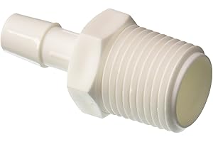 Eldon James A8-6WP White Polypropylene Adapter Fitting, 1/2-14 NPT to 3/8" Hose Barb (Pack of 10)