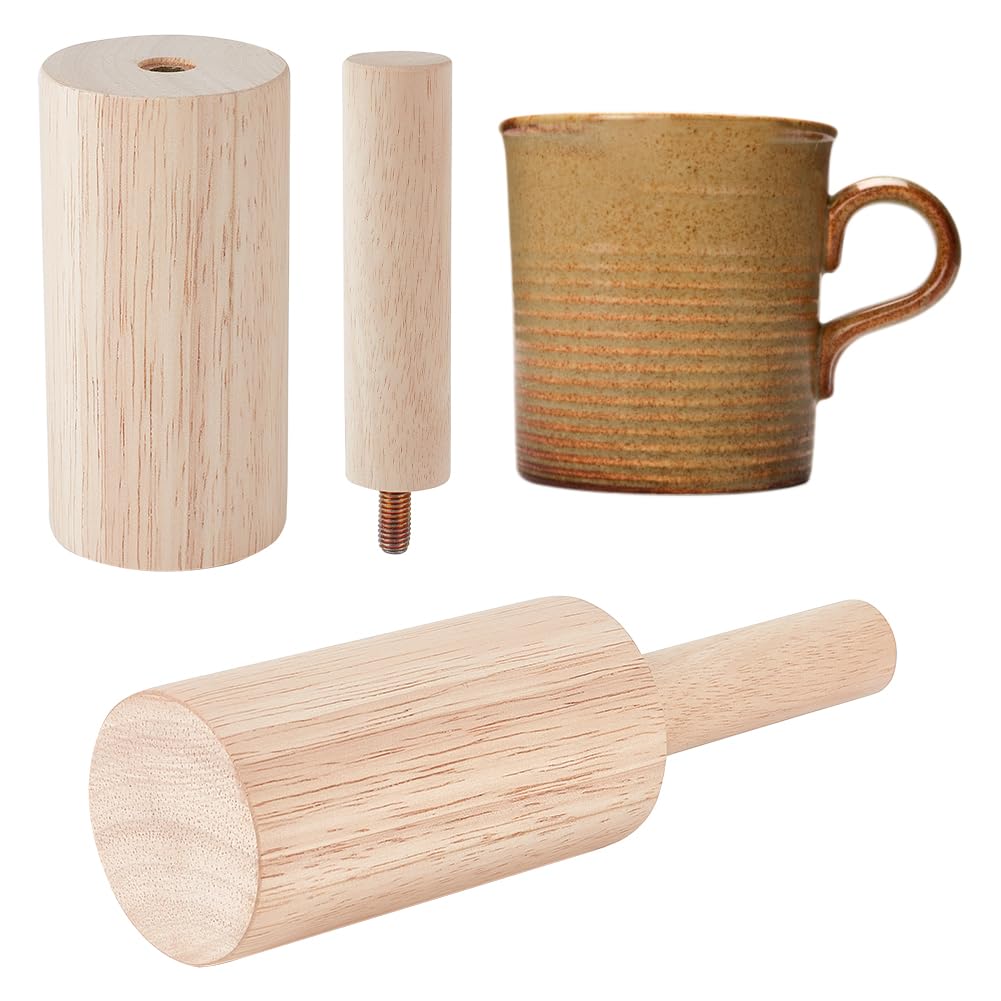 BENECREAT 220x60mm Cup Pottery Molds, PapayaWhip Wood Pottery Tools with Handle Pottery Set for Clay Pottery Rib Wooden Shaping Porcelain Cup