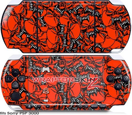Sony-PSP-3000-Decal-Style-Skin-Scattered-Skulls-Red