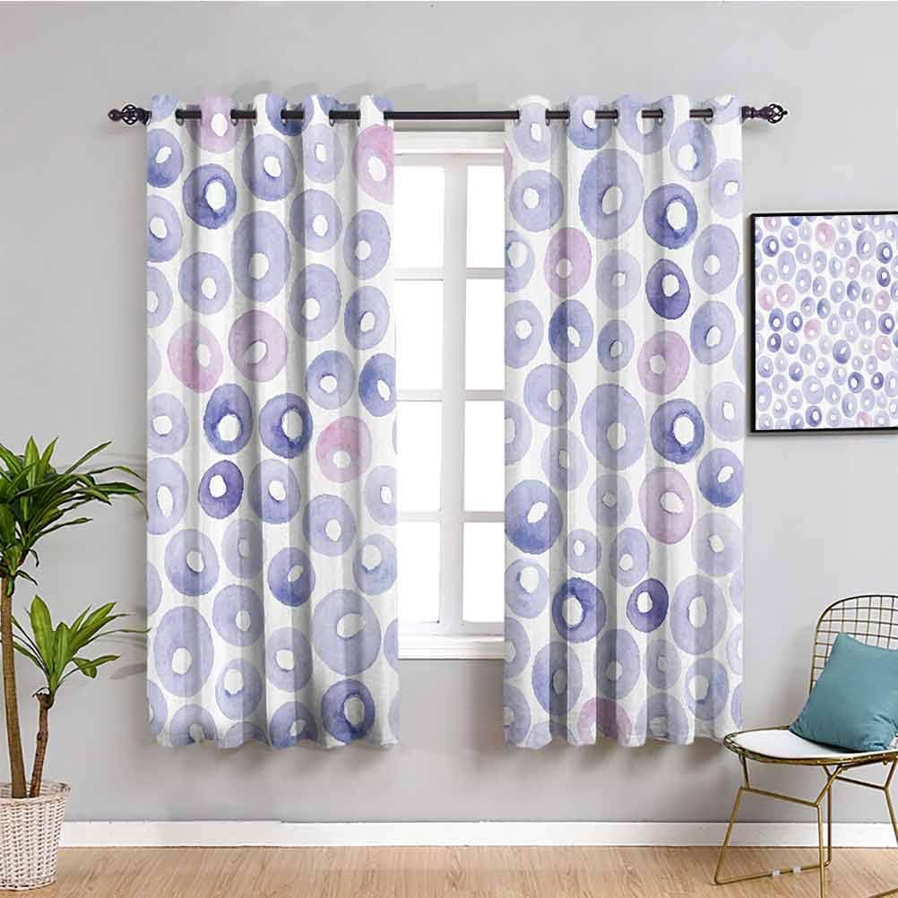 Abstract Premium Blackout Curtains Hand Painted Circular Shapes in Pastel Watercolors Artistic Design Easy to Install W55 x L39 Inch Baby Blue Blue Light Pink