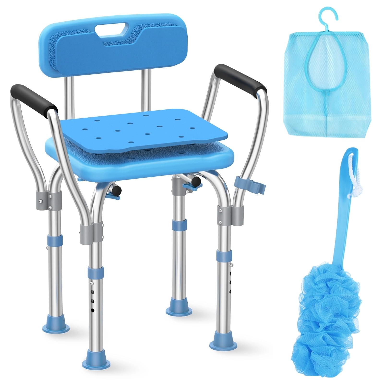 Photo 1 of Medhelp Heavy Duty Shower Chair with Armrests & Back, FSA/HSA Eligible Upgraded 450lbs Stainless Steel Padded Shower Seat for Inside Shower, Anti Slip Adjustable Bathroom Chair for Elderly Disabled