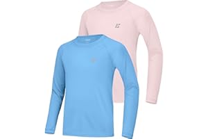 EoBeKee UPF 50+ Boys Swim Shirt, Long Sleeve Rash Guard Youth Kids UV Sun Protection SPF Shirts Fishing Water Beach Surfing