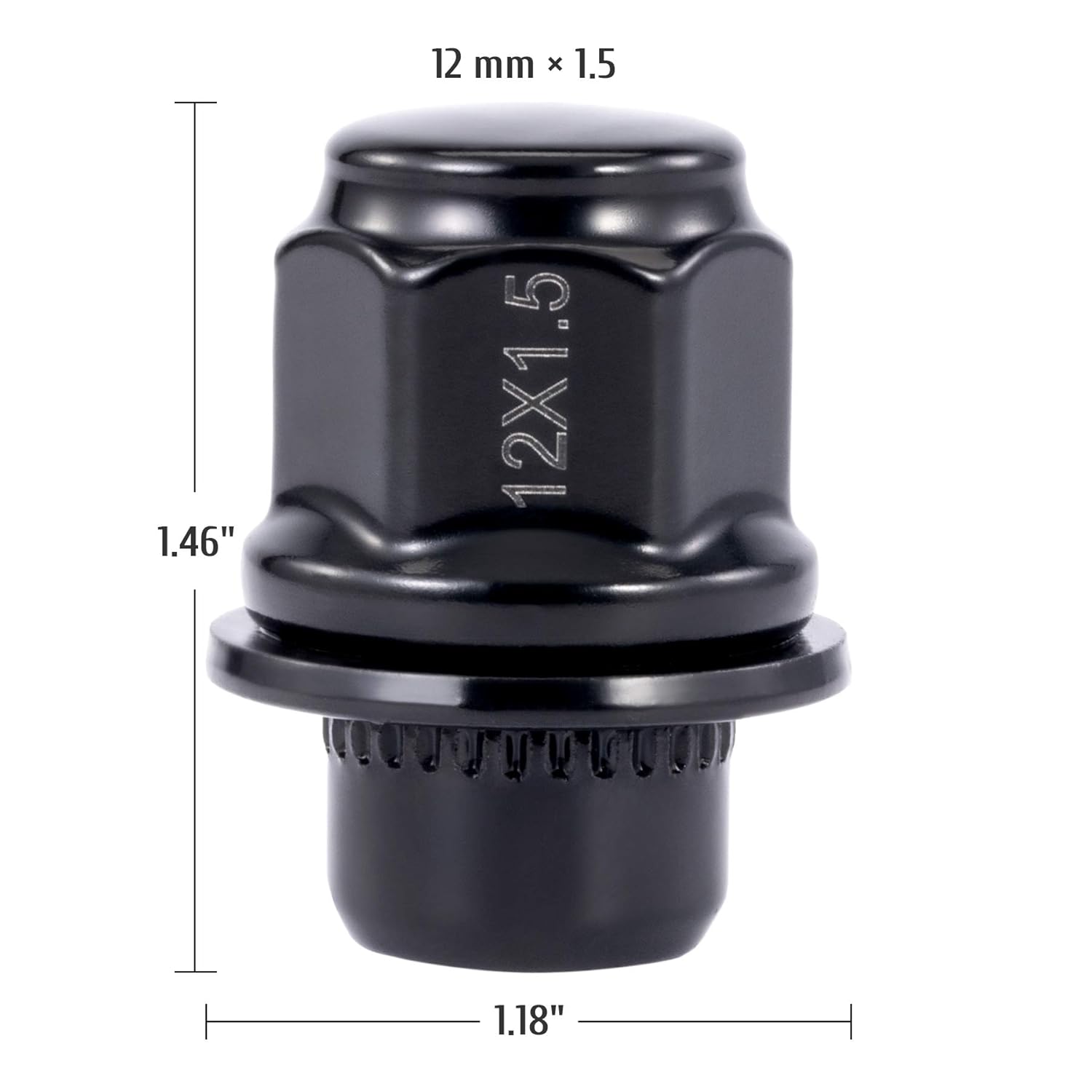 Orion Motor Tech 24-Piece M12x1.5 Lug Nuts Black with Hex Tuner, 1.5 inches Length with Mag Seat and Washer, Compatible with Toyota Lexus Scion Isuzu: Industrial & Scientific
