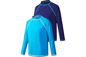 BIGANT Boys Rash Guard Swim Shirt Long Sleeve UPF 50+ Sun Protection Kids Girls Youth Fishing Water Beach UV SPF Swimwear Quick Dry