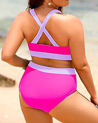 Aqua Eve Plus Size Two Piece High Waisted Bikini
