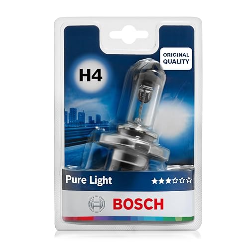 Bosch H4 (472) Pure Light Halogen Headlight Bulb, 12V 60/55 W, Original Quality - Socket Type P43t - 1 Replacement Car Light Bulb