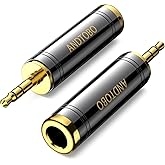 ANDTOBO Adaptador de auriculares - 1/4" a 0.138 in cobre estéreo, negro, paquete de 2