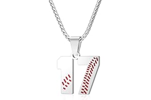 Wikavanli Personalized Baseball Jersey Number 00-99 Necklace - Stainless Steel Baseball Chain Pendant Necklace - Team Jewelry Gift for Boys, Girls, Men, Women