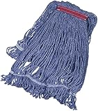 AmazonBasics Loop-End Synthetic Commercial String Mop Head, 1.25 Inch Headband, Large, Blue, 6-Pack