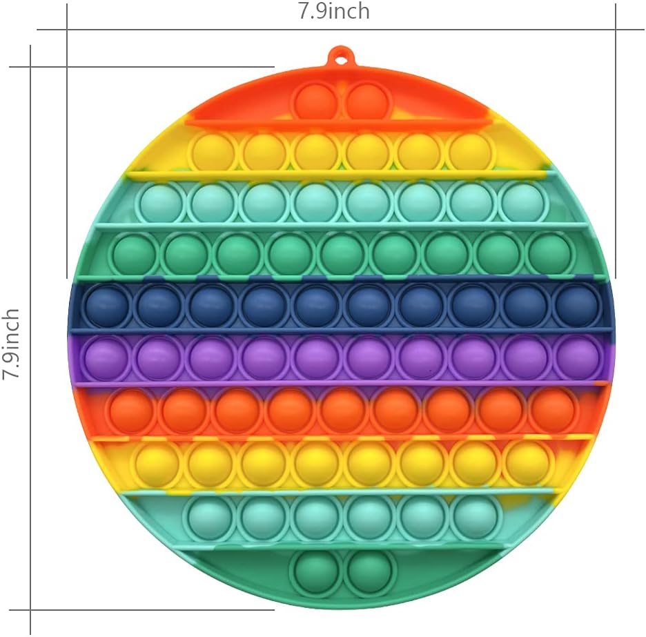 OCACA Big Size Fidget Pop Toys, Pop Up It Push Bubble Sensory Toys to Relieve Stress & Anxiety for Special Education School Supplies, Kids and Adults, Rainbow 7.9 inch (Rainbow, Circle) : Office Products