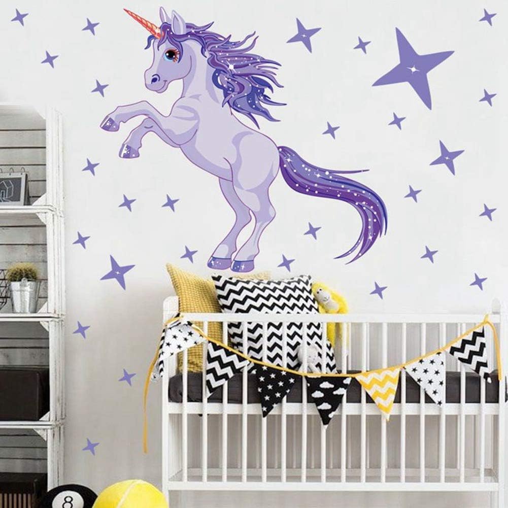 DrafTor Unicorn Wall Stickers, Fantasy Girls Bedroom Wall Decor Wall