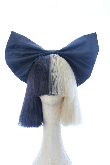 Sia Style Wig Black And White Two Tone Split With Blunt Bangs