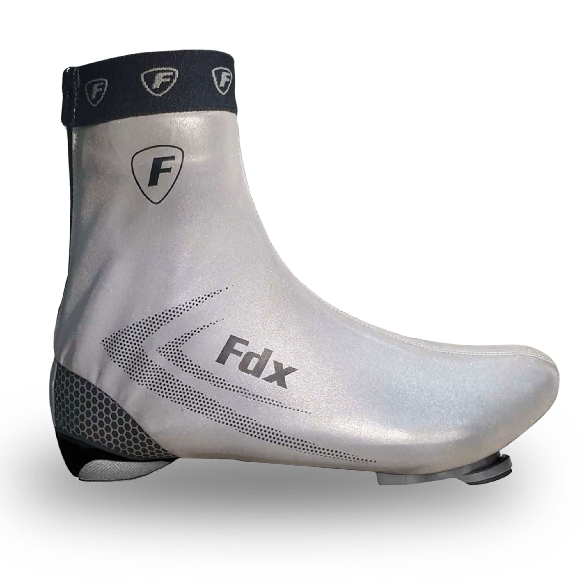 FDX Reflective Cycling Overshoes, Waterproof Bike Shoe Covers, Windproof Lightweight All Season Gaiters for Men and Women - Road Biking, MTB, Hi Viz Accessories(Silver, Large)