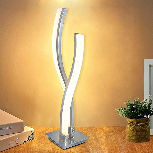 Amazon Com Karmiqi Led Table Lamps For Bedroom Modern Bedside Lamp Contemporary Arc Desk Lamp Nightstand Lamps For Living Room Guest Room Home Kitchen