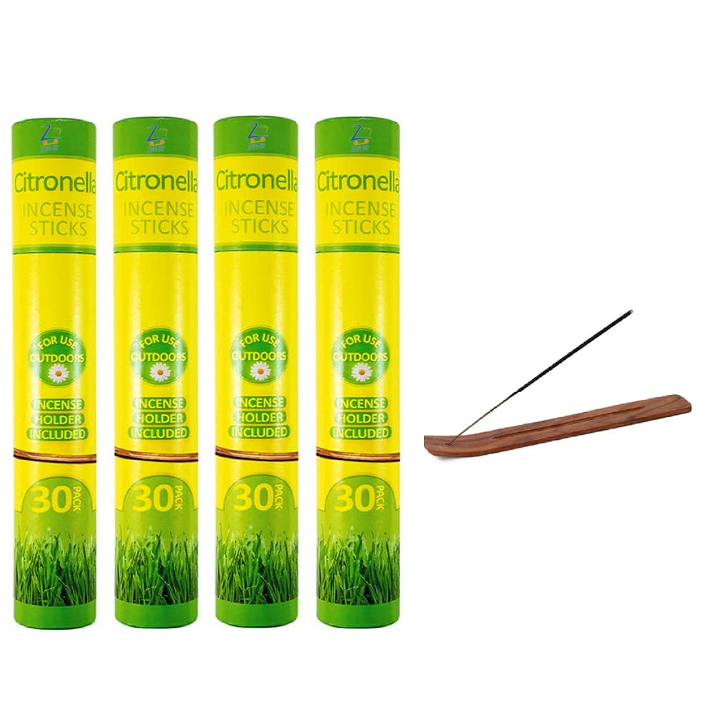 Citronella Incense Insect Repellent Sticks Ideal for Insect & Bugs Repellent with Fresh Lemon Scent | 30 Pack of 4