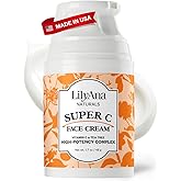 LilyAna Naturals Face and Neck Moisturizer for Women and Men - Moisturizer Face and Neck Cream for Dry Skin and Dark Spot Brightening (Super C, 1.7oz)