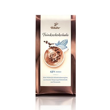 Tchibo Premium Edelvollmilch Trinkschokolade (43% Kakao), Schokoladentropfen aus Venezuela, 350 g