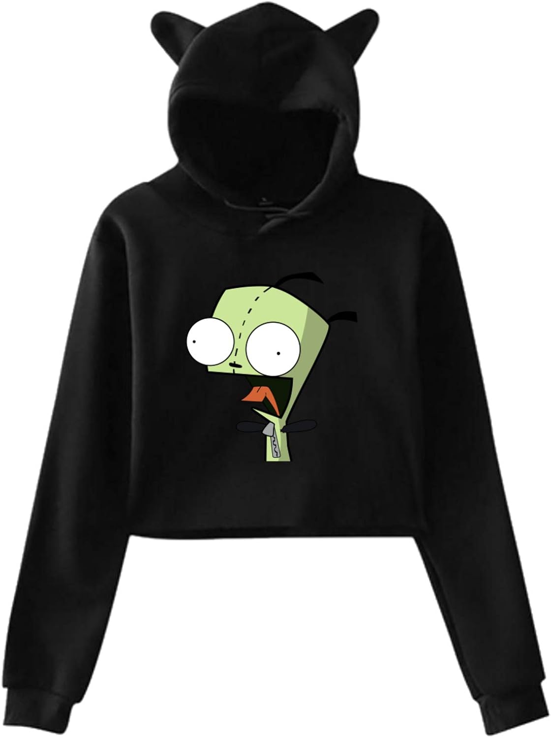 Invader Zim Gir Cat Ear Hoodie Sweater Girls Crop Top Hip Hop Warm Cool Amazon.fr Vêtements et