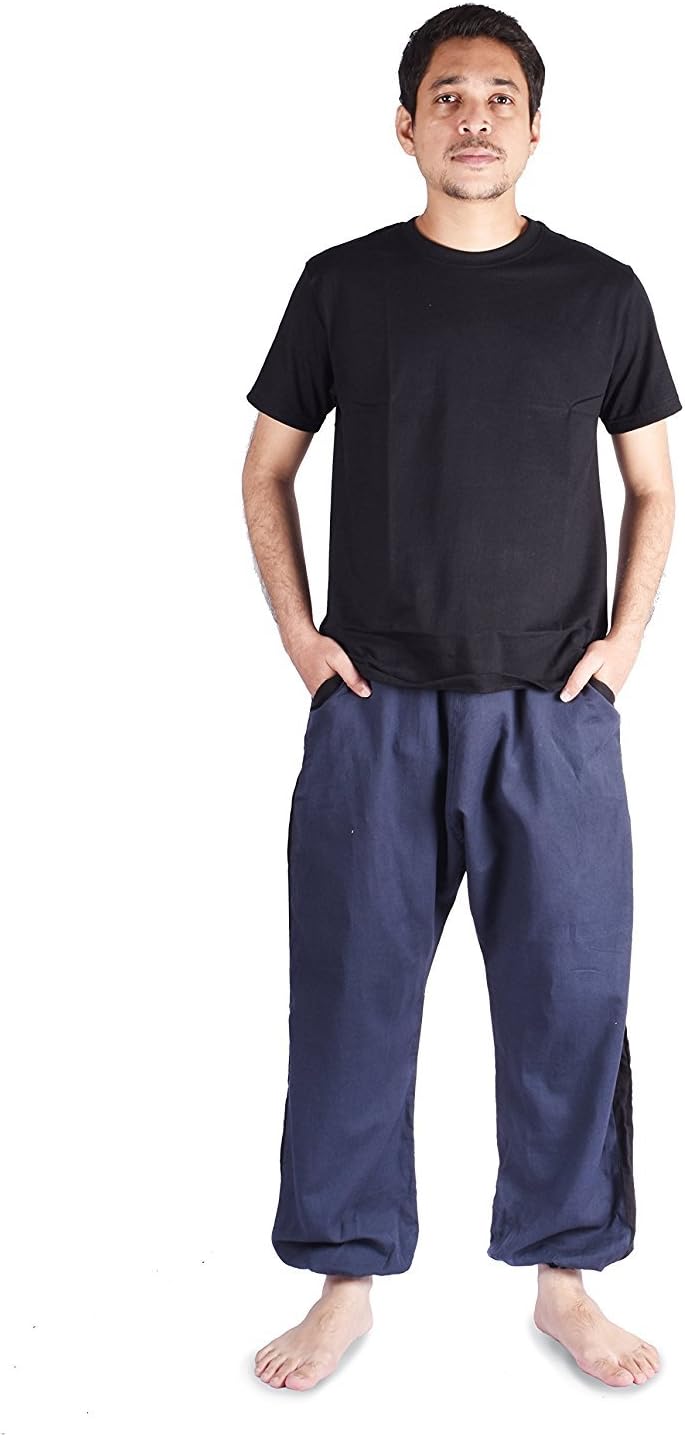 Bombay Trooper Navy Blue Cotton ElasticFull Length Harem Pants For Men