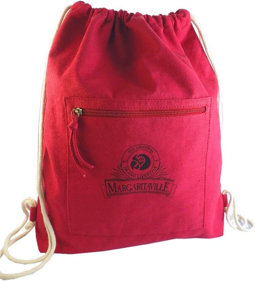 Margaritaville Drawstring Canvas Backpack"Cinch Sak", Red