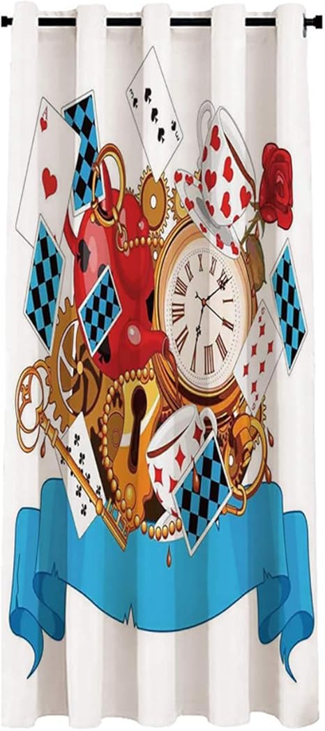 Amazon 不思議の国のアリス 間仕切り断熱エコスクリーン 100 250cm カードのマッドデザイン時計ティーポットキー花ファンタジー世界イラスト装飾 リビング階段の断熱に 階段 目隠し のれん カーテン オンライン通販