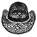 Dorfman Pacific Womens Straw Western Cowgirl Hat w/ Glass Beads (Black)