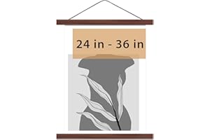 HONKKI Magnetic Poster Hanger Frame for 24x36 24x30 24x32 Movie Music Posters Wall Art,Walnut Wood Picture Frames for Canvas Diamond Map Decor, Living Room Calendar Banner Tapestry Photo Hanging Stand