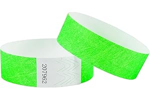 L LIKED 100 Pcs 1.9x25 cm Wrist Bands, Fluorescent Green Paper Wristbands for Events, Waterproof Tamper-Proof Event Bracelets