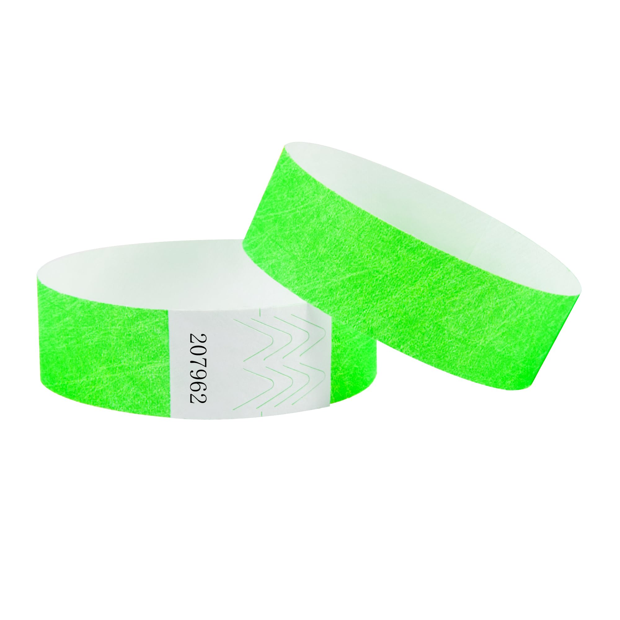 L LIKED 100 Pcs Numbered Wristbands for Events, Waterproof Paper Neon Wristbands Party Bands Entrance Wrist Bands for Events Music Festival Concert Contest (Fluorescent Green)