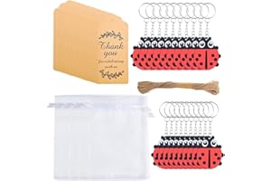 20 Pack Ladybug Party Favors Include 20 Keychains, 20 Tags and 20 Goodie Bags for Ladybug Themed Party,