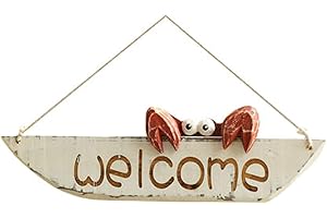 D-Fokes Vintage Hanging Decor Crab Welcome Sign Door Hanging Home Decor Creative Wall Decoration