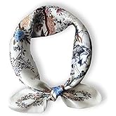 Weximil 100% Mulberry Silk Neck Scarf - 21'' x 21'' Lightweight Neckerchief - Women Men Small Square Digital Printed Scarves