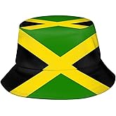 Fashion Jamaica Flag Jamaican National Flags Bucket Hat Unisex Packable Summer Fisherman Cap Travel Beach Sun Hat