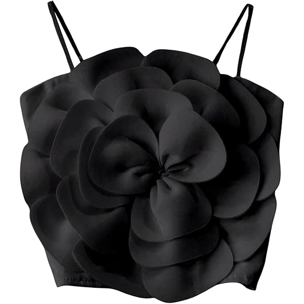 OYOANGLE Women's 3D Floral Cami Crop Tops Sleeveless Backless